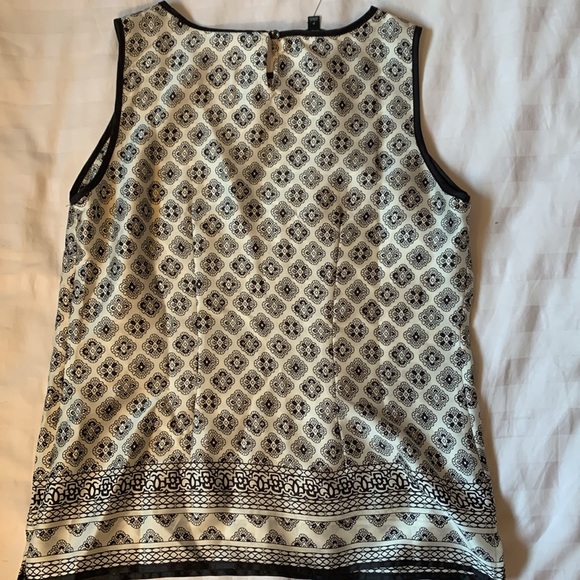 Talbots petite silky cream w black print/piping side zip tank top/camisole NWT - Picture 5 of 5